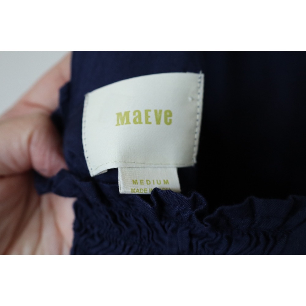 Maeve Anthropologie Navy Blue Tie Front Smocked Back Modal Tank Top Medium - Picture 4 of 5